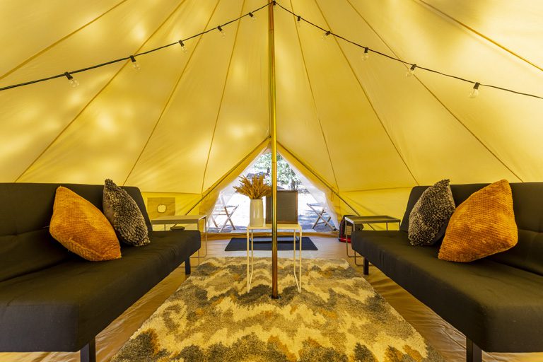 lions den bell tent - burnt rancheria